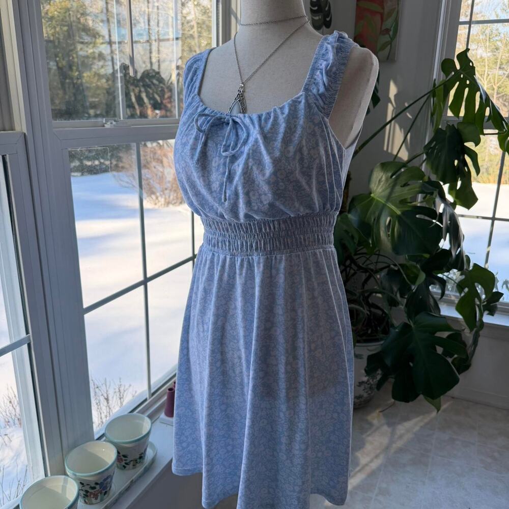 Blue floral midi dress with